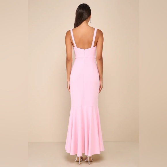 LULU’S Romantic Destiny Light Pink Square Neck Trumpet Maxi Dress - Picture 5 of 6